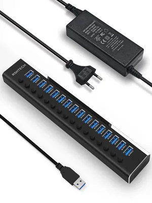 Imagen del producto de Hub USB 3.0 activo con alimentación de 100W y 16 puertos