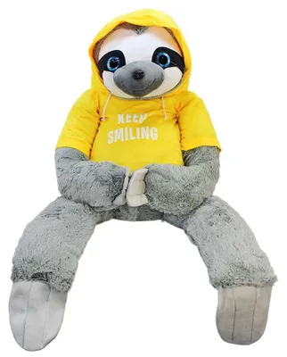 Produktbild von Riesen Faultier Plüschtier mit gelbem Hoodie - ca. 125 cm