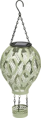 Produktbild von LED Solar Metall Heißluftballon LED Windlicht Dekolampe Schattenspiel orientalisch grün