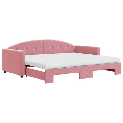 Image de Lit de jour Extensible avec matelas Rose 90x200 cm Velours