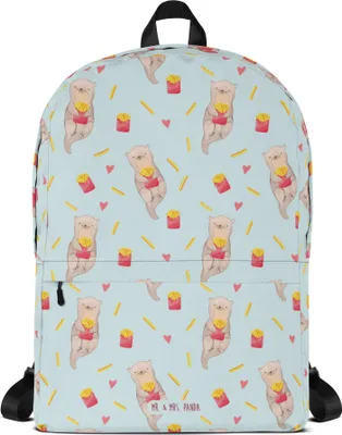 Produktbild von Mr. & Mrs. Panda Schulrucksack Otter Pommes - Türkis - Geschenk, Rucksack, Muster, Backpack, Laptoprucksack, Unirucksack, Business-Rucksack