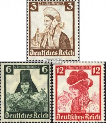 Produktbild von Briefmarken Deutsches Reich 1935 Mi 588,591,593 gestempelt Nothilfe:Volkstrachten