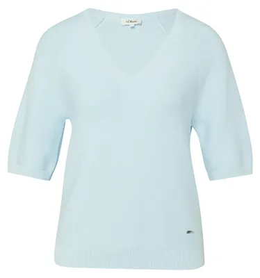 Produktbild von s.Oliver Strickpullover Baumwollmix Kurzarm V-Ausschnitt Regular Fit