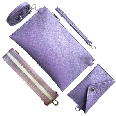 Produktbild von Zulino Umhängetasche Handtasche Echtleder Clutch Banktasche Reisepass Italy Z65 Lila