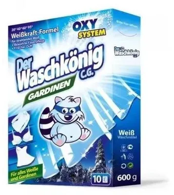 Produktbild von Der Waschkönig Gardinen Waschpulver für Vorhänge und weiße Unterwäsche 600 g - 10 WL