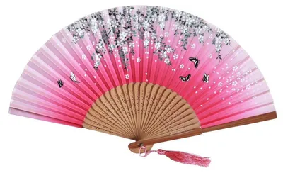 Produktbild von 925, 1 Stk. Hand- Deko-Fächer Hochzeitsfächer natur pink braun Nylon Holz