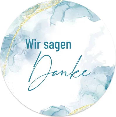 Produktbild von MAVANTO® 20x Wir sagen Danke Aufkleber 4,5 cm rund - Sticker für Hochzeit & Geburtstag (Marmor)