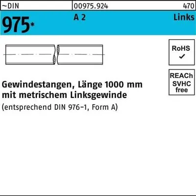 Produktbild von Gewindestange DIN 975 links M8 -LHx 1000mm A 2 1 Stück