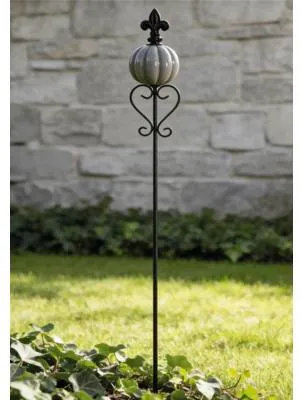 Produktbild von Metallstab mit Keramikball Lafiora 9,5 x 7 x 95 cm grau