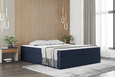 Produktbild von Boxspringbett Schlafzimmerbett PRIMA 160x200cm Stoff Blau inkl. Bettkasten