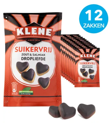 Produktbild von Klene zuckerfreier Salz-Sal-Ammoniak-Lakritz-Liebesbeutel (12x 90gr)