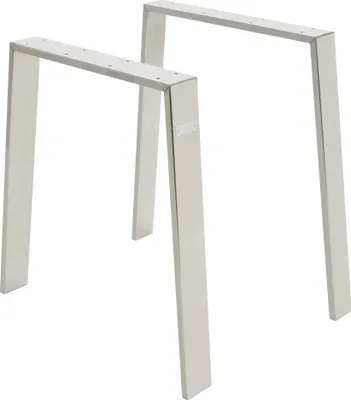 Obrázek produktu pro ML-Design sada 2 noh stolu Loft, 75x72 cm, stříbrná, profil 8x2cm, z nerezové oceli, průmyslový design, tvar U, kovový rám stolu scandic