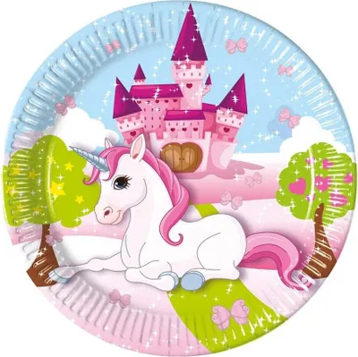 Immagine prodotto di Piatti per compleanno con unicorno, 20 cm, 8 pezzi