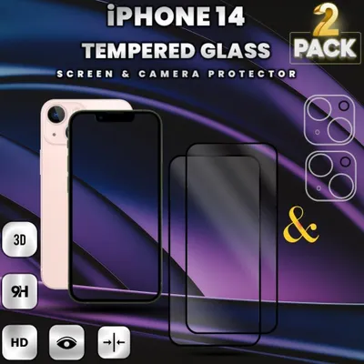 Zdjęcie produktu dla 2-pak iPhone 14 Szkło ochronne na ekran - Szkło hartowane 9H - Super jakość 3D