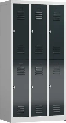 Produktbild von ClassiX Spind anthrazit, lichtgrau X-520238, 6 Schließfächer 87,0 x 50,0 x 180,0 cm