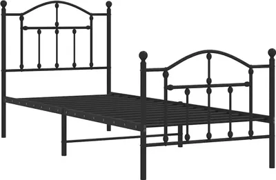 Obrázok produktu pre vidaXL Posteľný rošt s čelom a nohami kovový čierny 90x200 cm