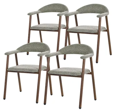 Produktbild von ML-Design Esszimmerstühle 4er Set mit Armlehne Küchenstühle Grün, Wohnzimmerstühle mit Rückenlehne, Polsterstühle mit Webstruktur Ergonomische Sessel