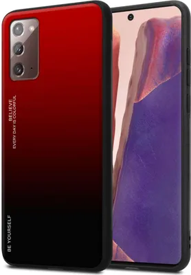 Produktbild von Cadorabo Hülle für Samsung Galaxy NOTE 20 in ROT - SCHWARZ Zweifarbige Schutzhülle aus Tempered Glas und TPU Silikon Back Case Cover Etui Handy Hülle
