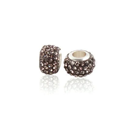 Obrázek produktu pro Velké dírky Spacer Charm Beads Rondelle Strass Beads třpytivé 12 mm, 10 ks, hnědá barva