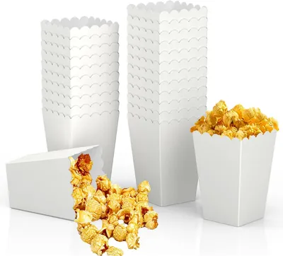60 Popcorntüten aus Papier, weiß, 7,5 x 5,5 x 11 cm