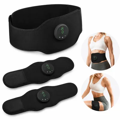 Produktbild von EMS Bauchmuskeltrainer, Bauchmuskelgürtel mit 12 Modi und 19 Intensitätsstufen, USB wiederaufladbarer Muskelstimulator für Bauch, Arme und Beine