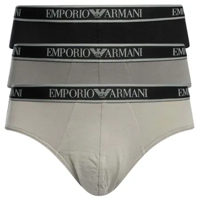 Immagine prodotto di Slip uomo EMPORIO ARMANI confezione 3 pezzi mutande elastico a vista cotone elasticizzato underwear articolo EM000258 AF20669, EUR L - CN 175/95 - BR G - MX G, Cotone 95%,Spandex 5%