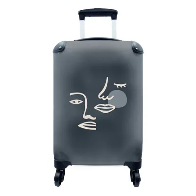 Produktbild von MuchoWow® Koffer Handgepäck Trolley Rollkoffer Kleine Reisekoffer mit 4 Rollen - Pastell - Gesicht - Blau - Cabin Size < 55x40x23 cm & 55x40x20 cm - Fotokoffer - Kabinenkoffer - Boardgepäck - Reise-Box - Reisekoffer - Reisegepäck - Koffer mit Bild - Trolley für Kinder