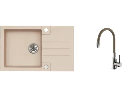 Obrázek produktu pro Granitový dřez s baterií ALVEUS ROCK 130 Beige 55 780x480 mm + baterie Mintas SETA23199