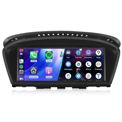Image de Junsun Autoradio pour BMW Série 3/5 E90 E91 E92 E60 E61 E63 E64, compatible CarPlay, Android Auto, iDrive, caméra de recul et commandes au volant