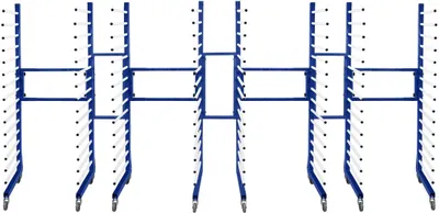 Produktbild von Kombi-Trockenwagen Trockenständer Lacktrockenwagen x4 & inkl. 2-Wege-Anschlussstücke Verbindungsset 4 robuste 360°-Rollen 15 Ebenen pro Gestell Mobil 25 kg pro Ebene 375 kg Kapazität Verstellbare Breite