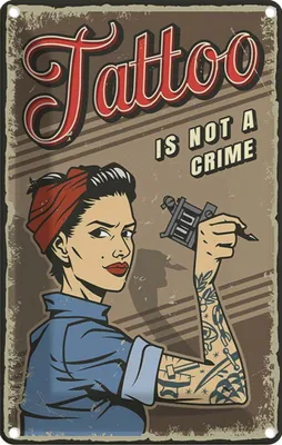 Produktbild von vianmo Blechschild 30x20 cm Tatoo is not a crime Pinup Pin Up