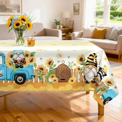Immagine prodotto di Tovaglia in poliestere con motivo di girasoli, lavabile, 140 x 180 cm
