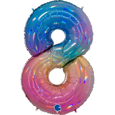 Produktbild von Riesenzahl Folienballon 40"/102cm | Regenbogen Zahl: 8