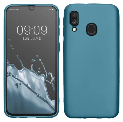 Produktbild von kwmobile Handyhülle für Samsung Galaxy A40 Hülle - Silikon Case metallisch schimmernd - Schutzhülle Cover - Metallic Karibikblau