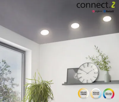 Image de Spot à encastrer connecté Zigbee bluetooth Fueva, D17 blanc/couleurs, rond blanc