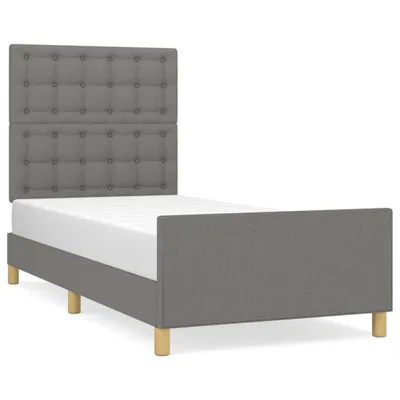 Produktbild von Bettgestell mit Kopfteil Dunkelgrau 90x200 cm Stoff