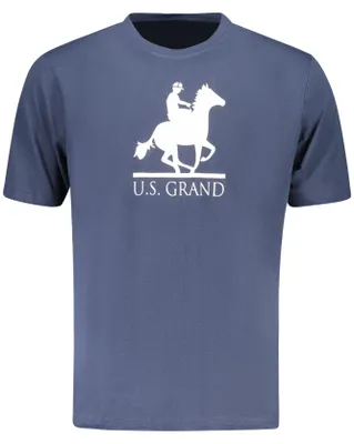 Immagine prodotto di T-shirt da uomo a manica corta blu con scollo tondo e stampa del logo