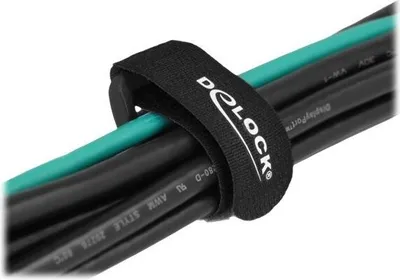 Produktbild von Delock Klett-Kabelbinder mit Schlaufe L 150 x B 20 mm schwarz 5 Stück