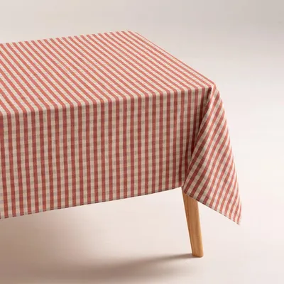 Produktbild von GAMUSI NOVY Tischdecke – Fleckenabweisend – Vichy-Karo-Muster – Leinenoptik – 140 x 240 cm – Rot