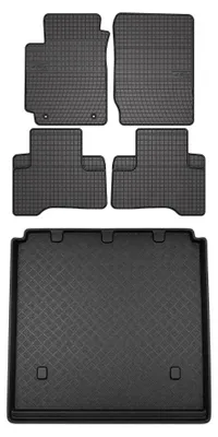 Imagen del producto de Alfombrillas de goma + bandeja de maletero para Suzuki Grand Vitara XL7 2002-2005 – juego de 5 piezas, negras, a medida – Wielganizator SolidPRO