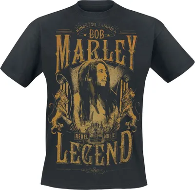 Produktbild von Bob Marley T-Shirt Herren Rebel Legend schwarz Band-Merch, Bands 100% Baumwolle L