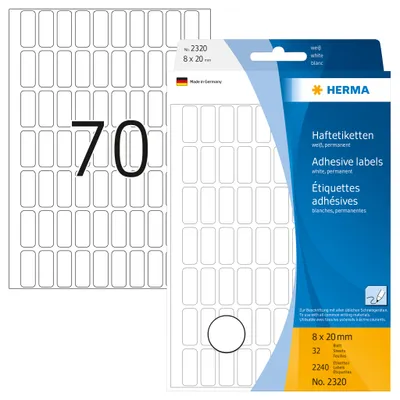 Produktbild von Vielzwecketiketten weiß 8x20 mm Papier matt 2240 St.