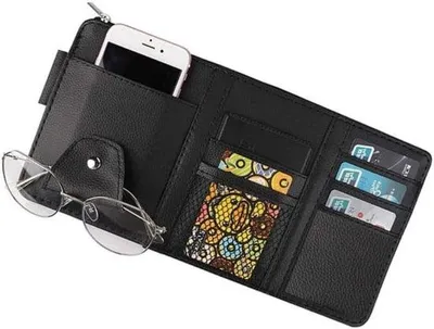 Immagine prodotto di Organizer in pelle per parasole per l'abitacolo dell'auto | Organizer in pelle per parasole | Custodia portaocchiali da sole