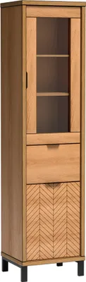 Produktbild von Vitrinenschrank mit Metallfüßen modern in Eiche FABRIANO-161