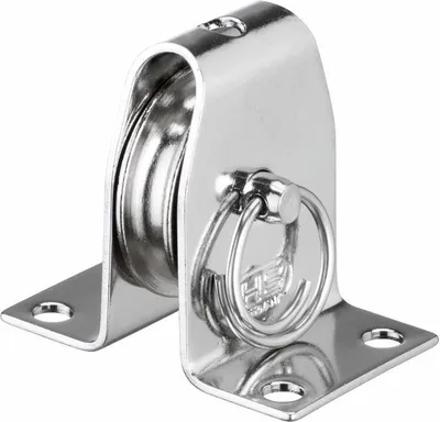 Produktbild von Sprenger Umlenkrolle Stehblock aus Edelstahl, für max. 6 mm Drahtseil I Seilrolle zum Anschrauben mit Befestigungslöcher, Umlenkblock stehend, 250 kg belastbar