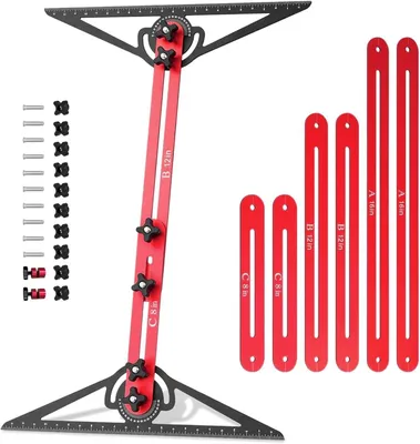 Immagine prodotto di Strumento di misurazione per scale, da 26,7 cm a 152,5 cm, in alluminio, con goniometro e scala, per la costruzione di scale