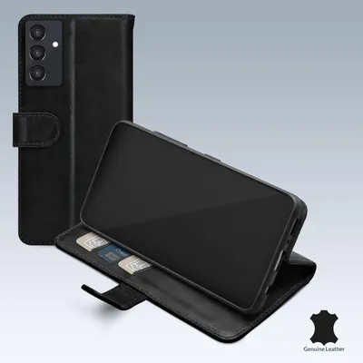 Produktbild von Mobilize Wallet Handyhülle für Samsung Galaxy A55 Hülle Echtes Leder Klapphülle Geldbörse - Schwarz