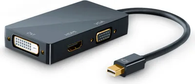 Produktbild von CSL 3in1 Mini DisplayPort zu HDMI, DVI, VGA Adapter Konverter, miniDP 1.2 4k 3840x2160 UHD 2160p, 0,15m