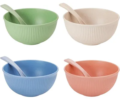 Immagine prodotto di Set di 4 ciotole per pasta da 750 ml, in plastica alimentare, con cucchiaio, disponibili in vari colori