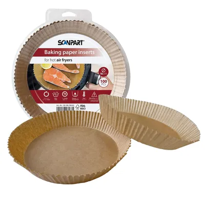 Obrázek produktu pro SCANPART pečicí papír pro horkovzdušné fritézy 16 cm kulatý (100 kusů), barva: hnědá